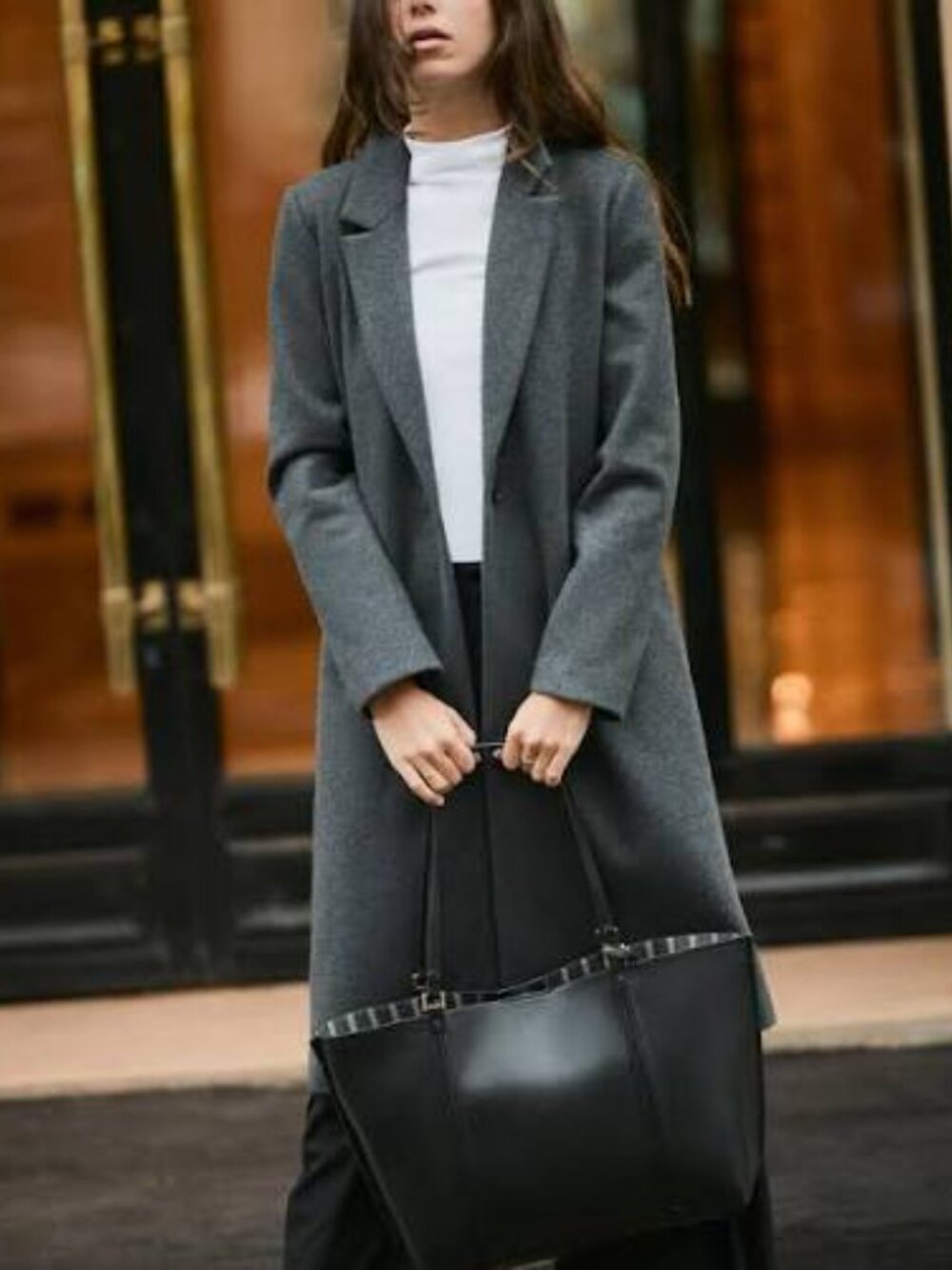 Zara Women's Gray Soft Heather Long Sleeve Classic Winter Overcoat Size M